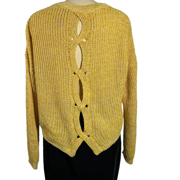 Express Womens Open Knit Back Crop Sweater Yellow, Sz M - Picture 2 of 10